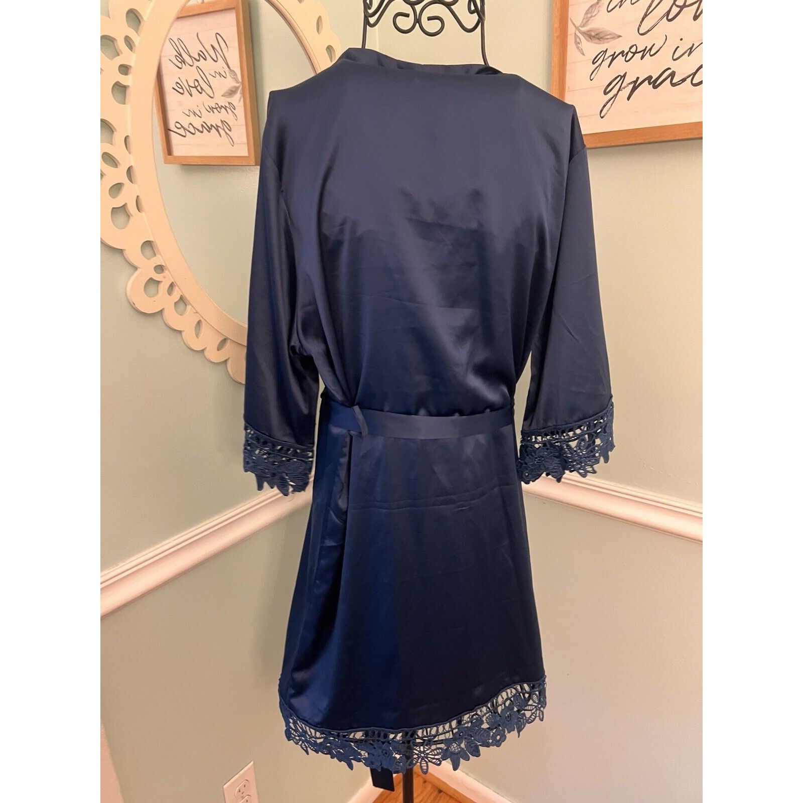 Le Rose Kimono Women's Nightwear Robes Dressing Gown Size S Xs Blue New — image 4 of 6